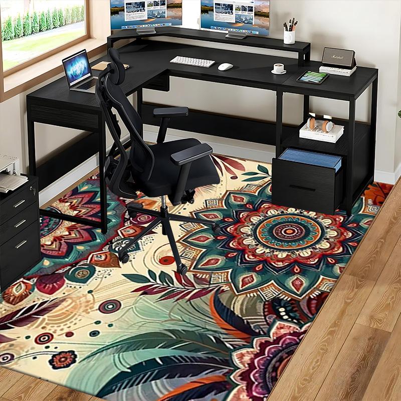 1pc Bohemian Mandala Office Chair Mat - Festival Gift, Non-Slip Carpet for Home Decor, Suitable for All Seasons.P037