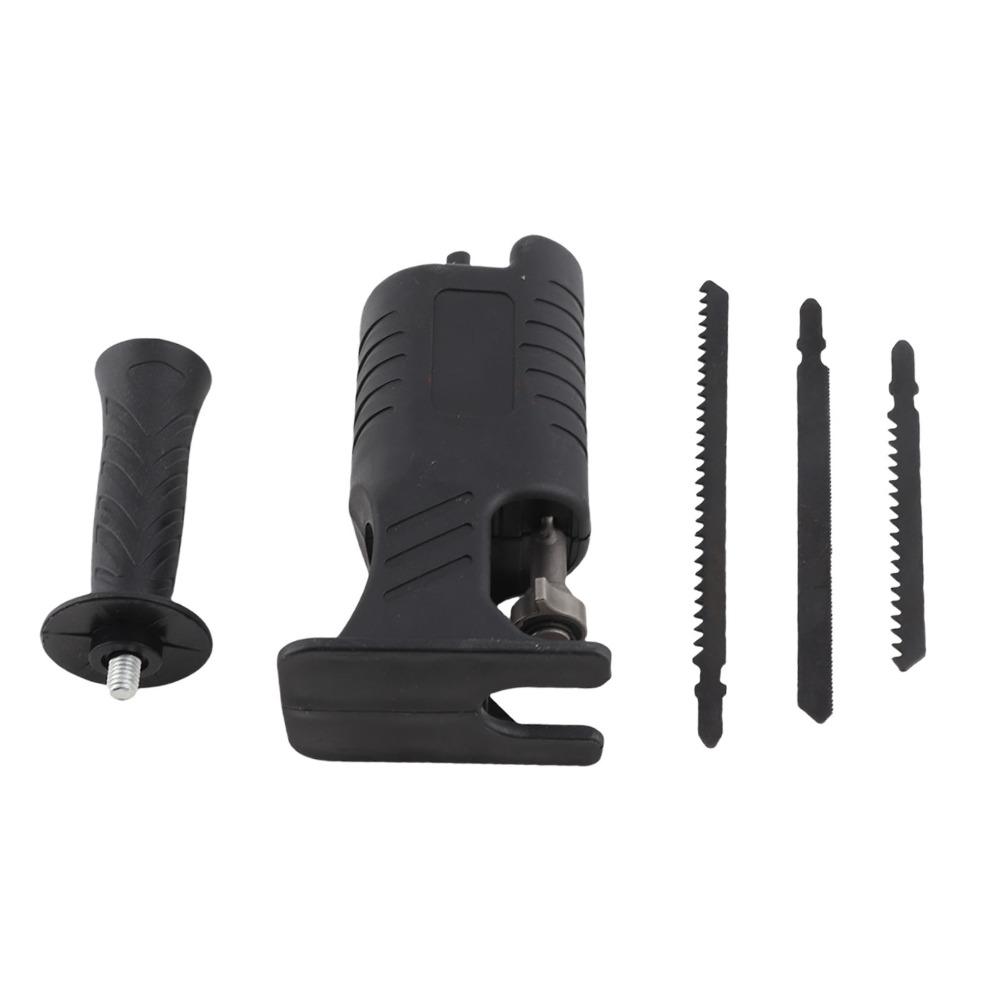 Black Electric Drill Reciprocating Saw Adapter Ergonomic Handle Drill Saw Attachment  Wood Cutting