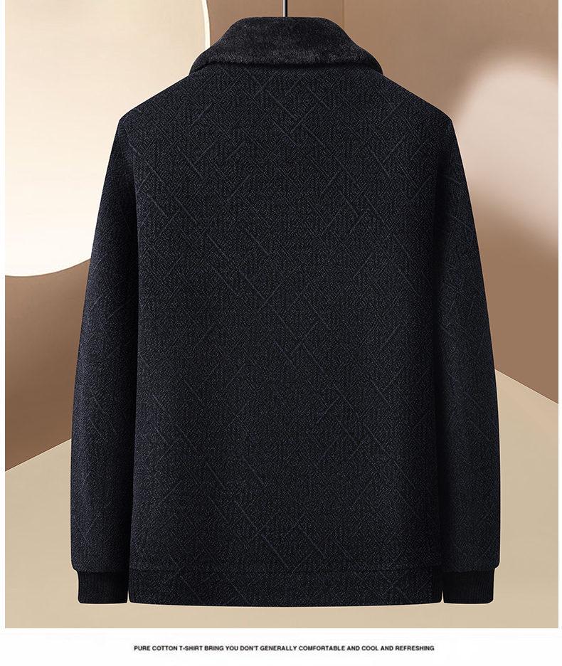 Men's Winter Fleece-Lined Corduroy Jacket with Shearling Collar - Warm Casual Coat for Middle-Aged and Older Men