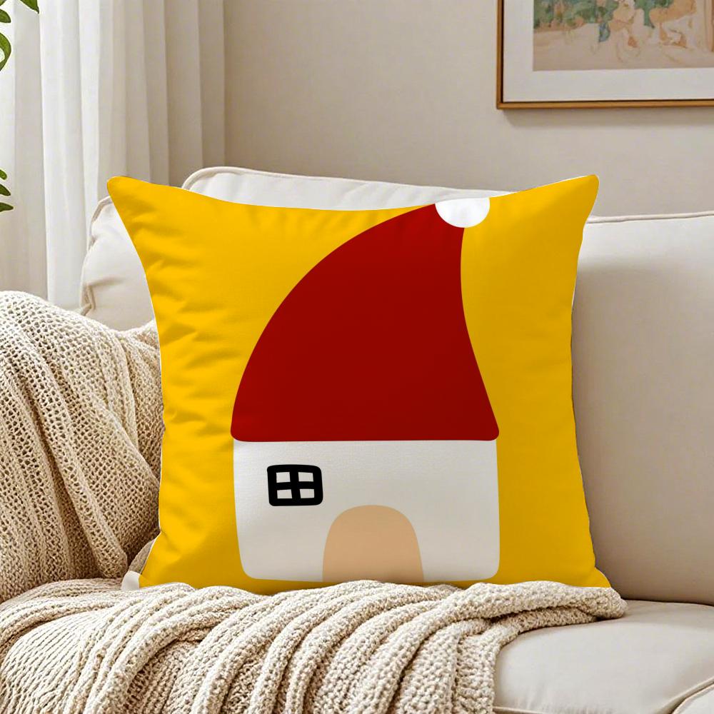 Art Festive Christmas Cushion Cover Linen Pillowcase Soft For Sofa Bed Home Room Decor