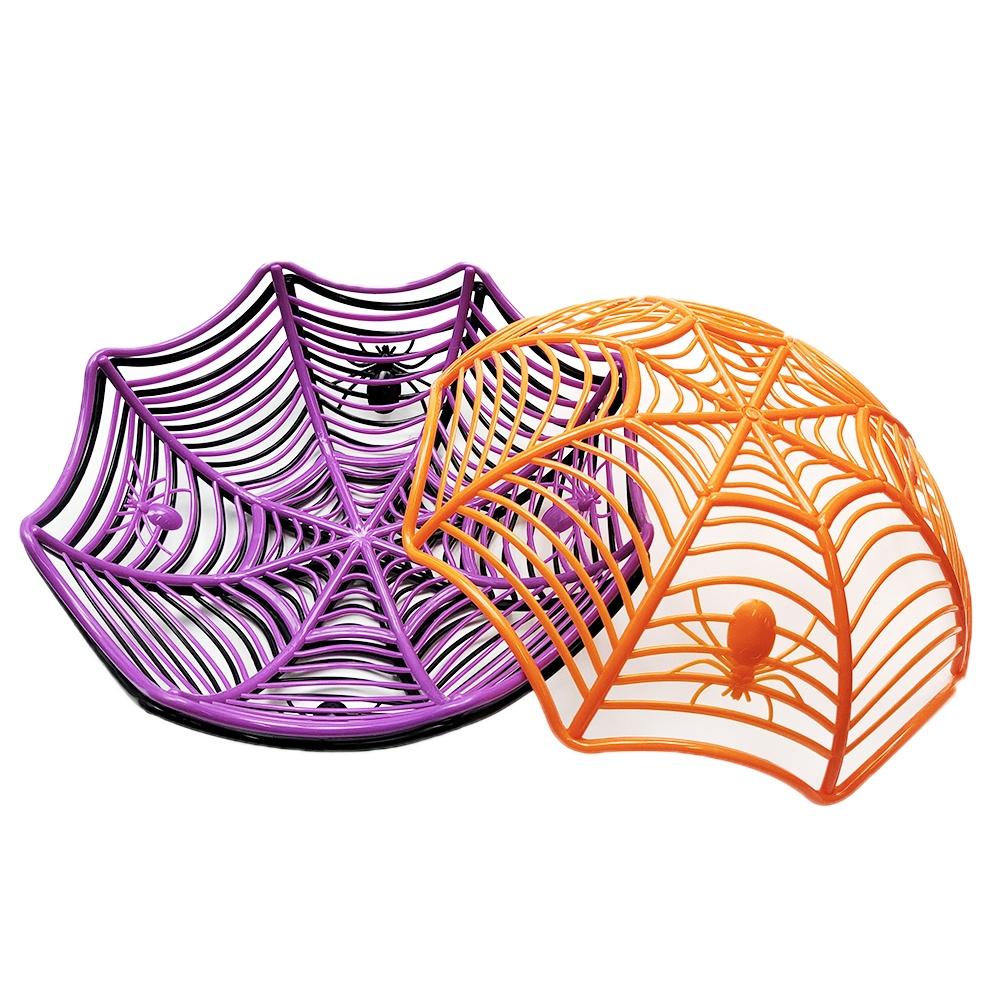 

1pc Halloween Candy Basket Black Orange Spider Web Bowl Biscuit Packaging Basket Fruit Plate Trick or Treat Halloween Decoration фіолетовий