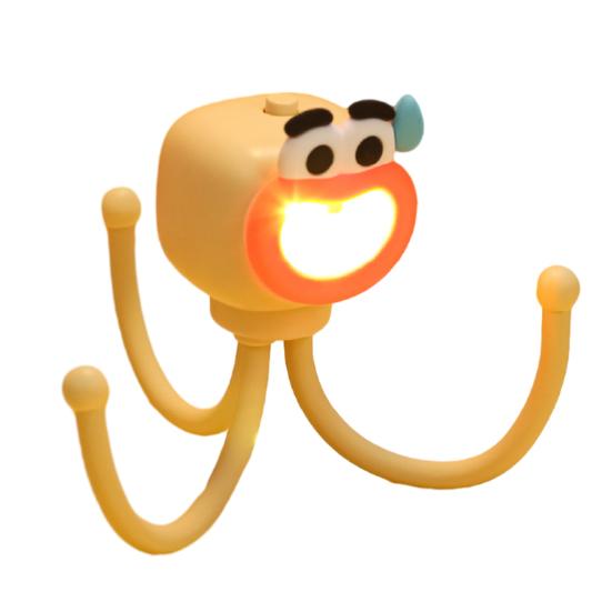 Cartoon Octopus Desk Lamp with Phone Stand Warm Glow Night Light DIY Poseable Decor Unique Funny Gift for Kids Adults