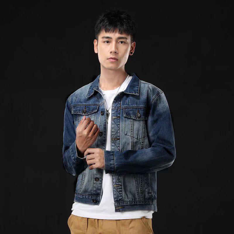 Men's Korean Style Embroidered Denim Jacket - Trendy, Loose, Casual for Spring and Autumn.