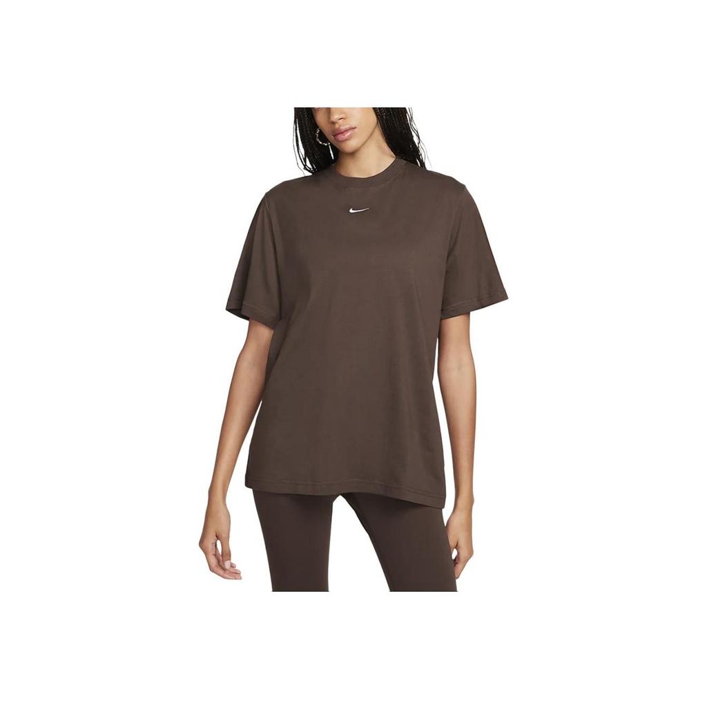 Nike Logo Print Solid Color Outdoor Casual Sports Crew Neck Short Sleeve T-Shirt Women T-Shirts Baroque-Brown FD4150-238