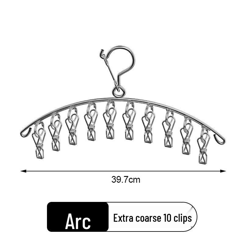 Séchoir à chaussettes et vêtements en acier inoxydable résistant au vent avec pinces