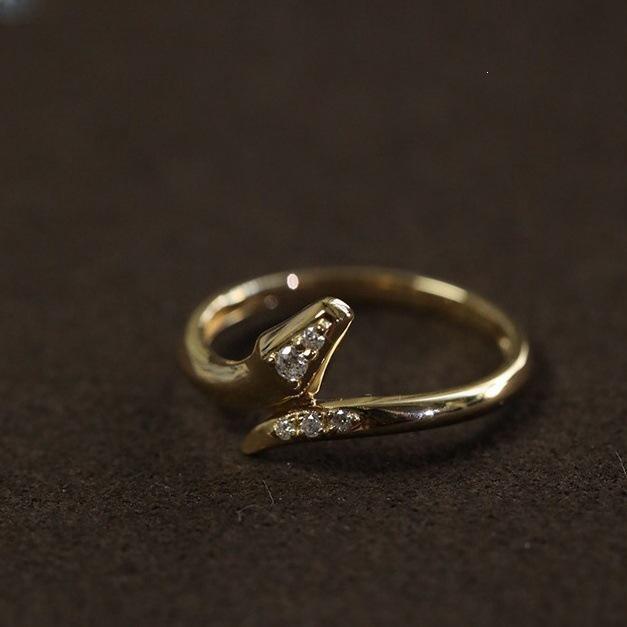 S925 Sterling Silver 18k Gold-Plated Snake Zodiac Zircon Ring for Women US Size 5