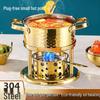 304 Stainless Steel Eco-friendly Single-Person Hot Pot with Alcohol Stove - Portable Shabu-shabu Pot for Home or Commercial Use