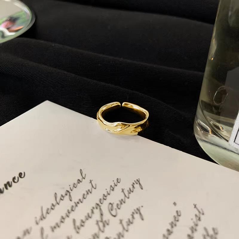 

Irregular Concave Convex Design Adjustable Ring Female Ins Cold Wind Temperament Fashion Hundred and Match Index Adjustable Size Finger Ring