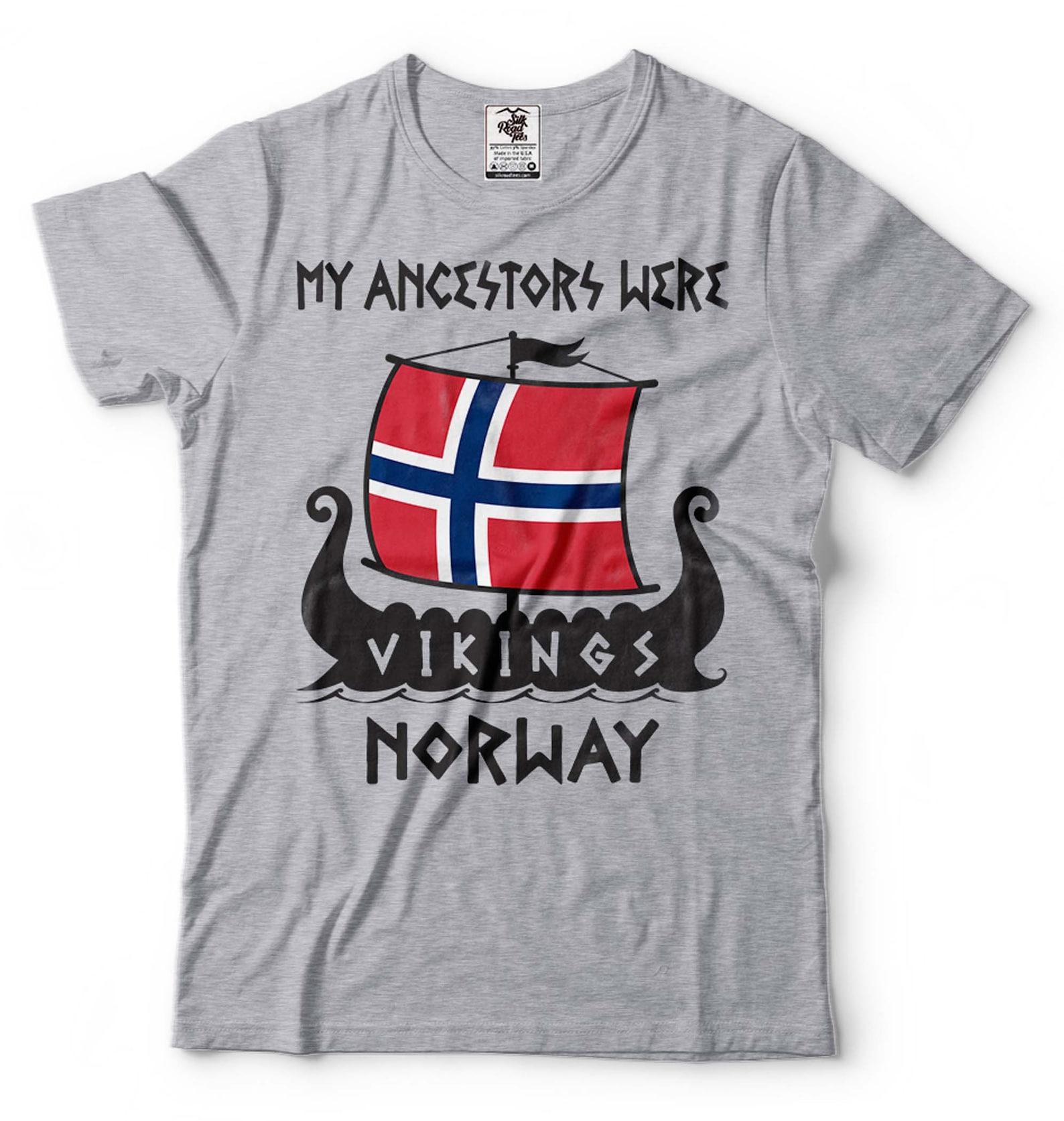 Norway Flag Viking Ship T-Shirt: Norwegian Heritage Tee L