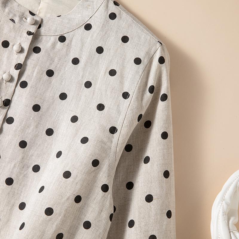 Women's Retro Polka Dot Loose Cardigan - Plus Size Long Sleeve Casual Top
