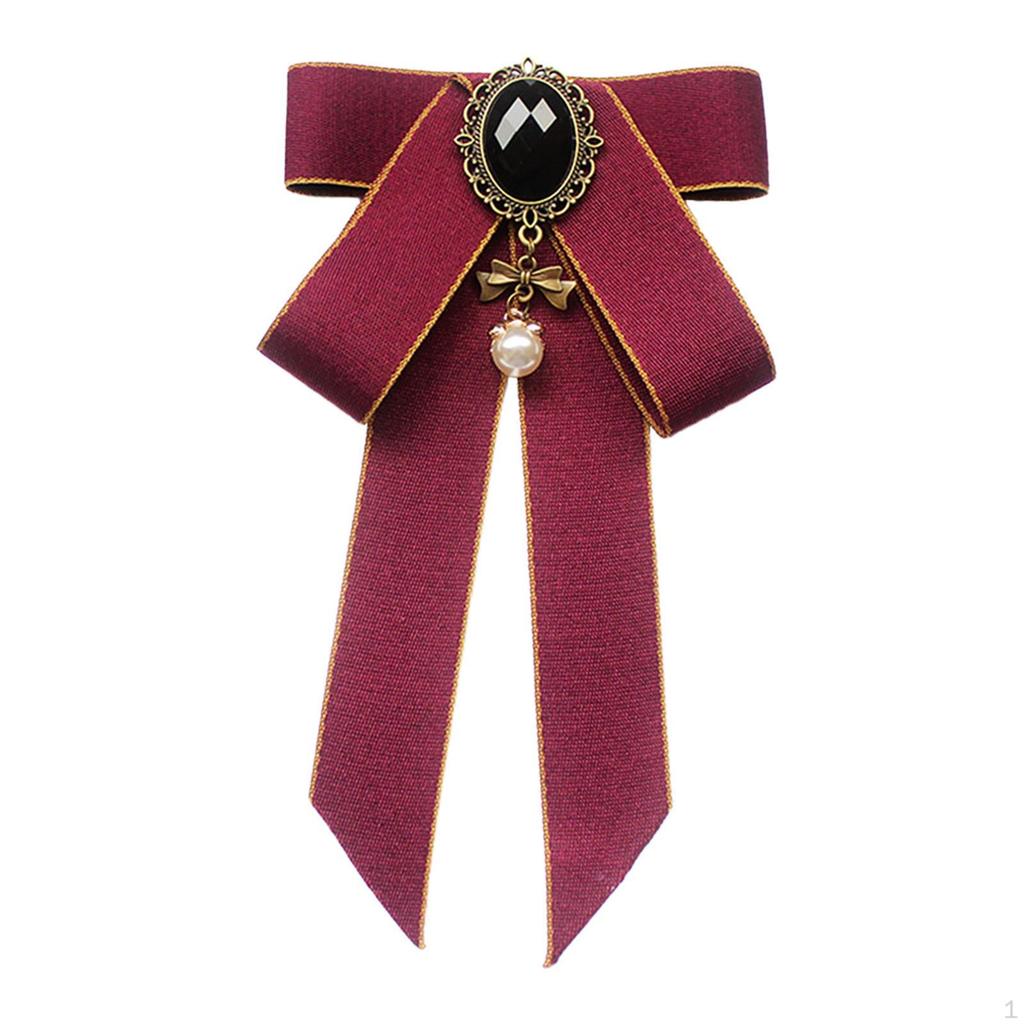 Bow Tie Ribbon Brooch Necktie Pre Tied Ladies Fashion Neck Pin Bowknot Shirt