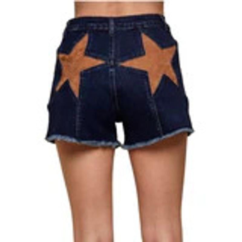 

Denim Shortts2025 Summer New High Quality Sexy Women Patchwork Five-Pointed Star Demin shorts Hot Pants Dark blue L