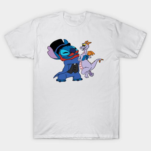 Men Black Print T-shirt Dreamfinder Stitch And Figment No-Cut Transfer Paper Print Cotton Tshirt 2XL белый