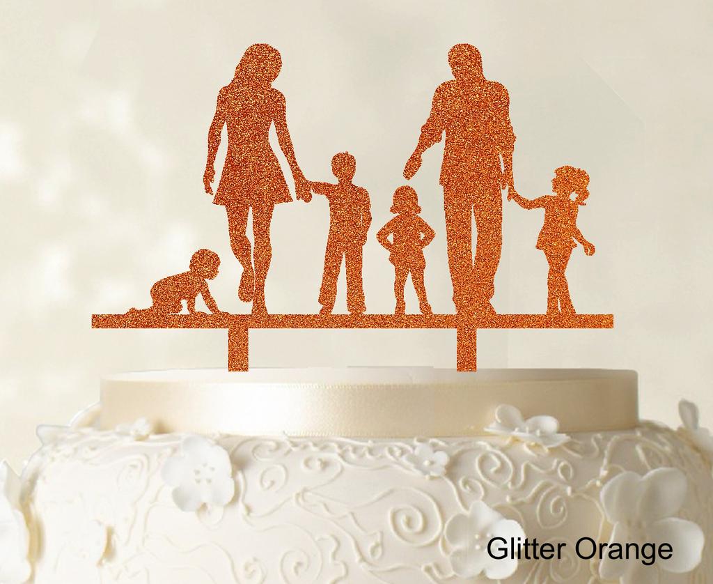 Personlig familiekaketopper Egendefinert silhuett Bryllupskake Topper Kakedekorasjoner Tilgjengelig 6"-7" tommer