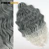 FREEDOM Synthetische Lockige Braiding Haarverlängerungen 24 Zoll/60 cm Lang Tief Wellig Twist Häkelzöpfe Haare Ombre Braun Regenbogen Haare