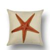 Hand-painted Marine Style Undersea Creatures Starfish Seahorse Seagrass Coral Linen Pillowcase Cushion Set Decorative Pillow