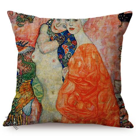 Gustav Klimt Elegant Woman Portrait Oil Painting Art Home Decoration Sofa Throw Pillow Case Sexy Lady Luxury Linen Cushion Cover