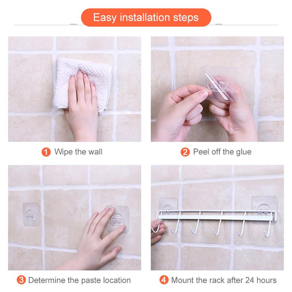 Kitchen Rail Rack Wall-mounted Tableware Hanger Hanger Hook Free Punching Kitchen Tools