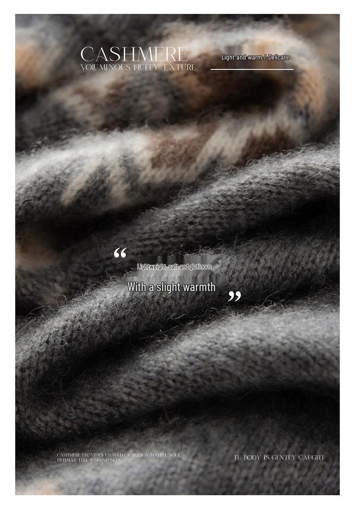 Lekasha Women's Cashmere Goat Wool Fair Isle Knit Turtleneck Sweater for Autumn/Winter