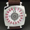 VINTAGE REFURBISHED HAND-WINDING ROULETTE SWISS MENS WHITE DIAL WATCH a700917-5 R205a-a700917