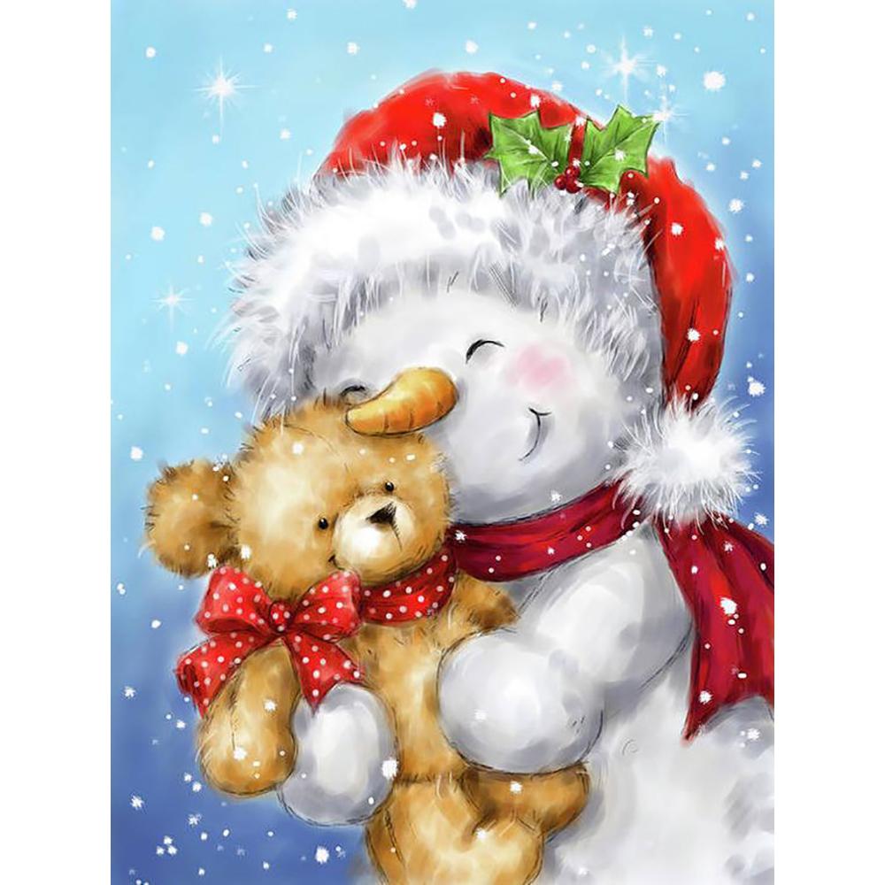 Diamond Painting Christmas Teddy Bear Picture Of Rhinestone Diamond Embroidery Cartoon Mosaic Handmade Christmas Gift