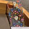 Colored skull flower applies to iPhone16Pro Apple 15Pro mobile phone case 14 transparent 13 airbag 12 burst