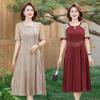 Elegant Summer Dress for Mom: Chic Short-Sleeve Skirt for Mother's Day, Stylish for Middle-Aged and Elderly Women