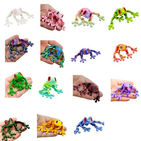 3D-gedruckter Frosch-Kühlschrankmagnet, bewegliche Gelenke, Frosch-Fidget-Spielzeug, artikuliertes Tiermodell, Figur, Kühlschrank-Magnet-Frosch-Dekoration