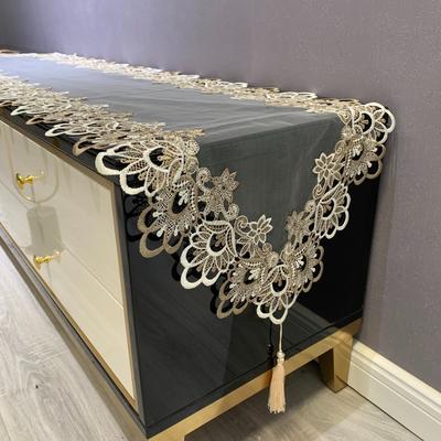 Couchtisch, Fernsehschrank, Tischdecke, transparenter Netzspitzenstoff, lange Tischfahne, amerikanischer Stil