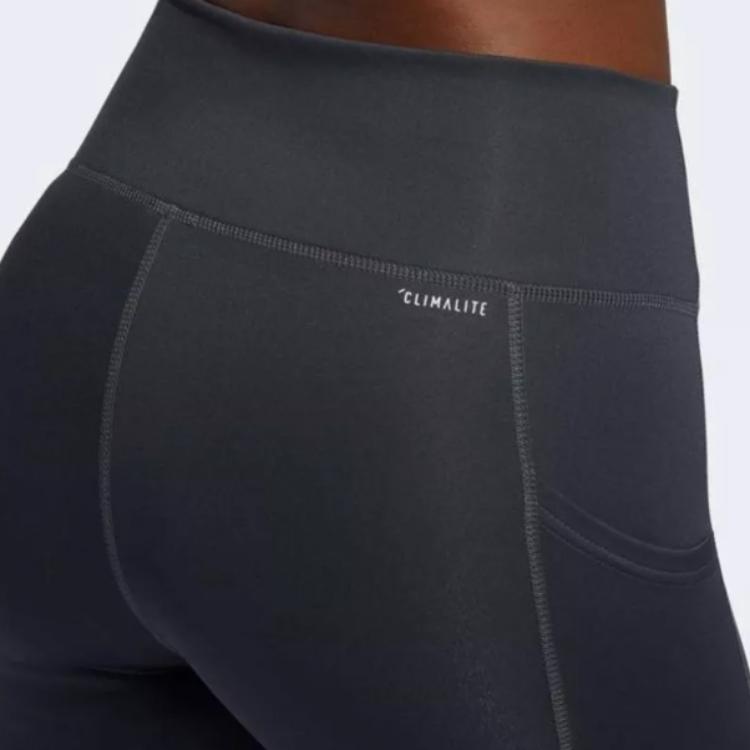 Adidas High Waist Comfortable Slim Fit Sports Long Pants Women Bottoms Dark-Gray White FN2758