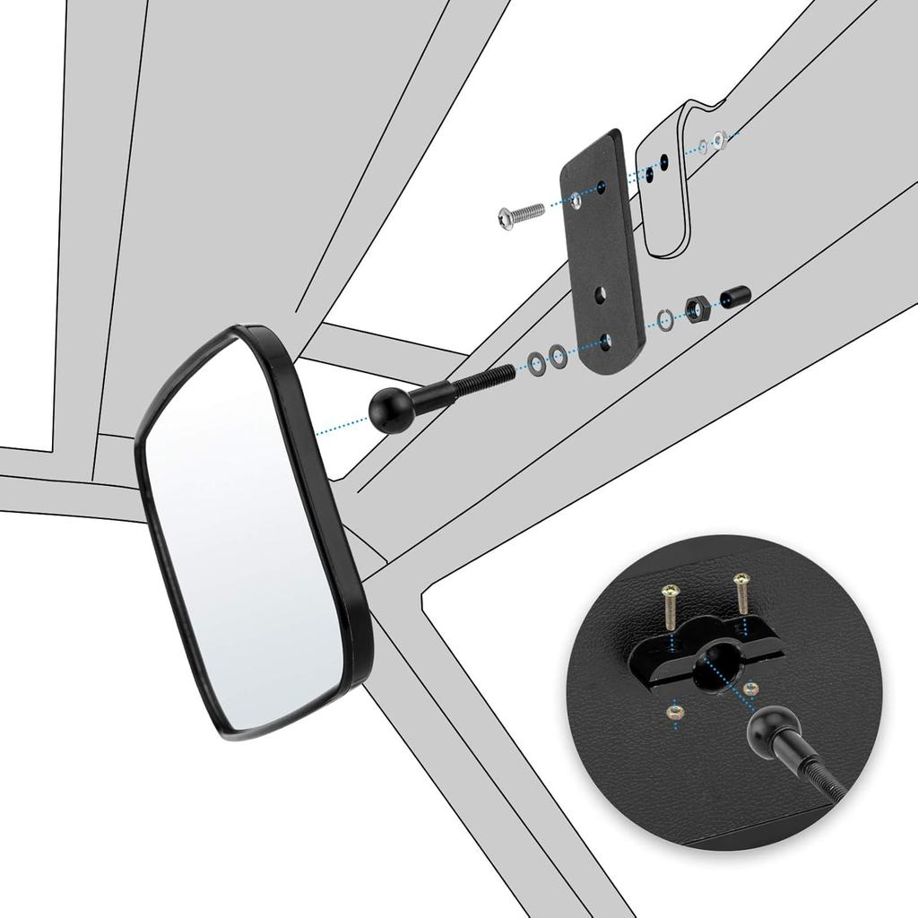 WSays Ranger Rückspiegel, UTV Mittelrückspiegel Kompatibel mit Polaris Ranger 500 570 900 1000 XP 2017-2025 Pro-Fit Käfig mit Fabrik