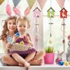 3 Pieces Spring Wooden Easter Bunny Decoration Easter Decoration, Rabbit House Easter Pendant,Wooden