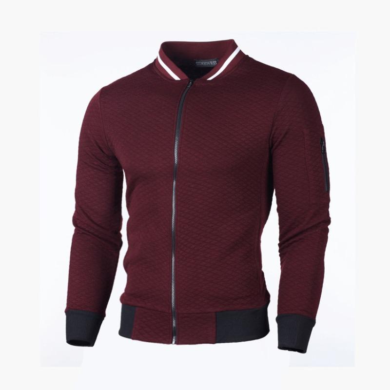 New Style Sweatshirt Zipper Stand Collar Sweatshirt Jacket Men's Casual Plaid Cardigan