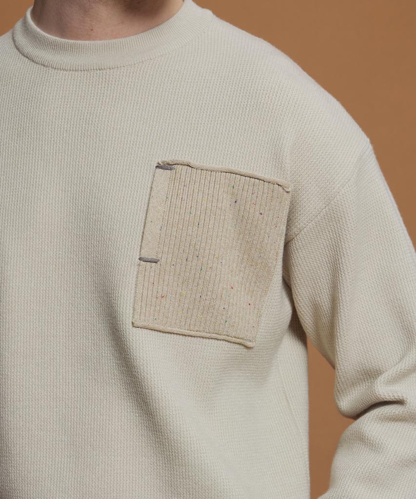 PANICALE Beige Wool Blend Contrast Pocket Knit