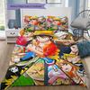 Anime One Piece Pattern Bedding Quilt Set Quilt Cover Pillowcase Home Birthday Gift(1 * Duvet Cover + 2 * Pillowcase, Without Core)