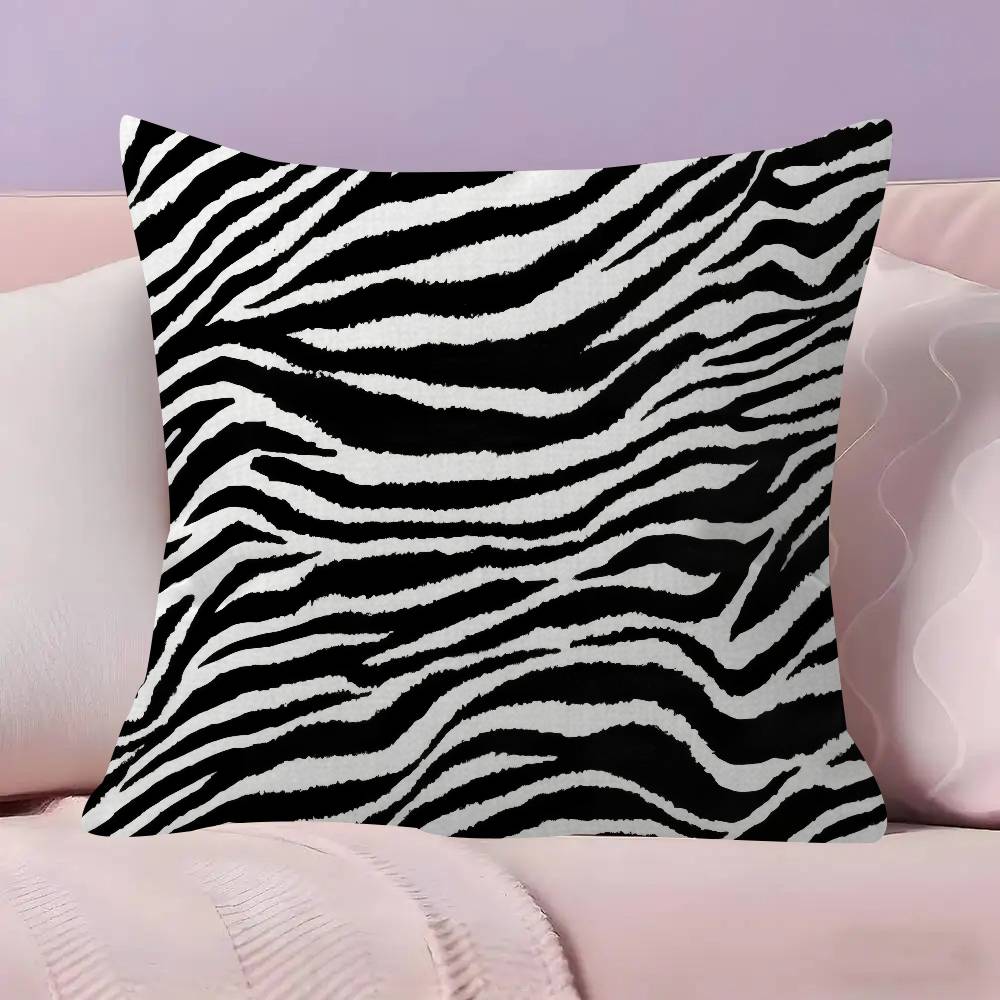 Abstract Line Black And White Zebra Cushion Cover Car Throw Pillow Case For Sofa Car Christmas Gift