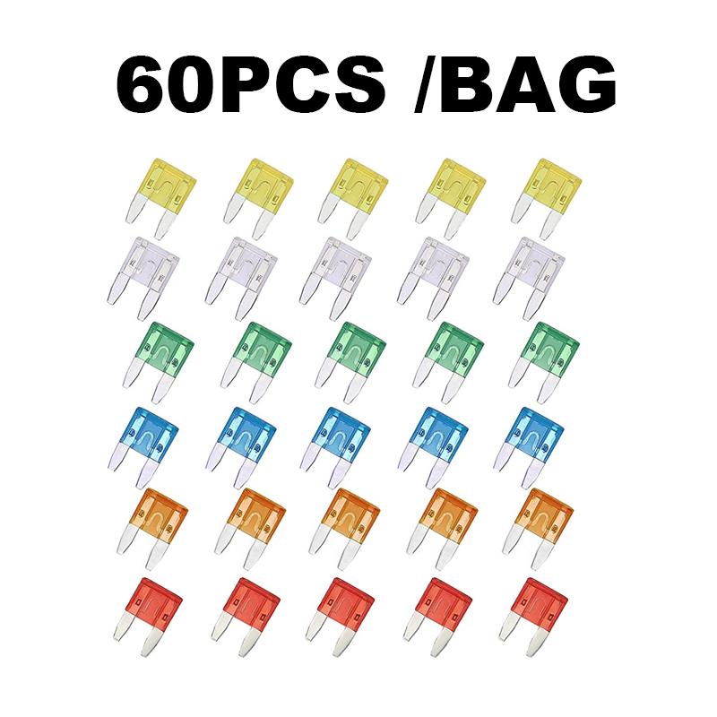 Fuse boxes come in various specifications with 60 and 120PCS not having medium fuses while 60PCS are packaged in bags Fuses4