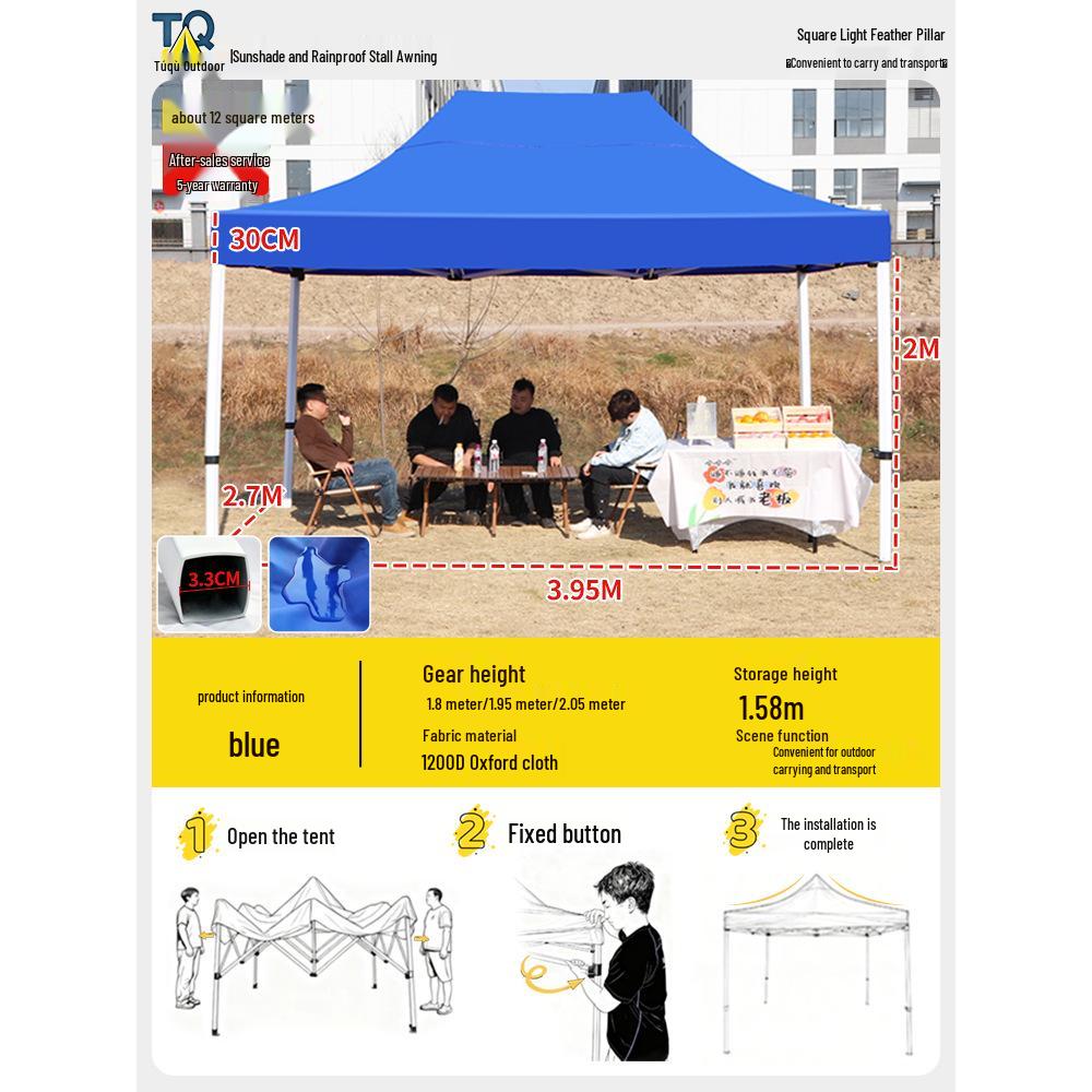 Retractable Four-Legged Canopy Tent: Sunshade & Rainproof Folding Umbrella for Outdoor Use.