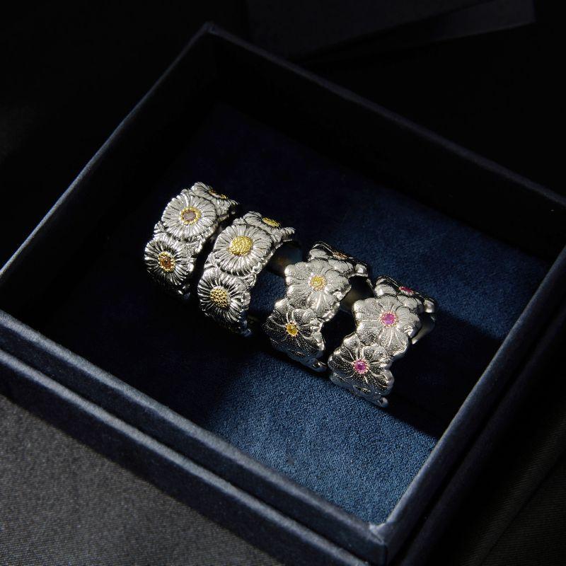 Italian Bujia Seiko Wire Drawing Process Quan Zhilong With Daisy Gardenia Ring Eternal Series