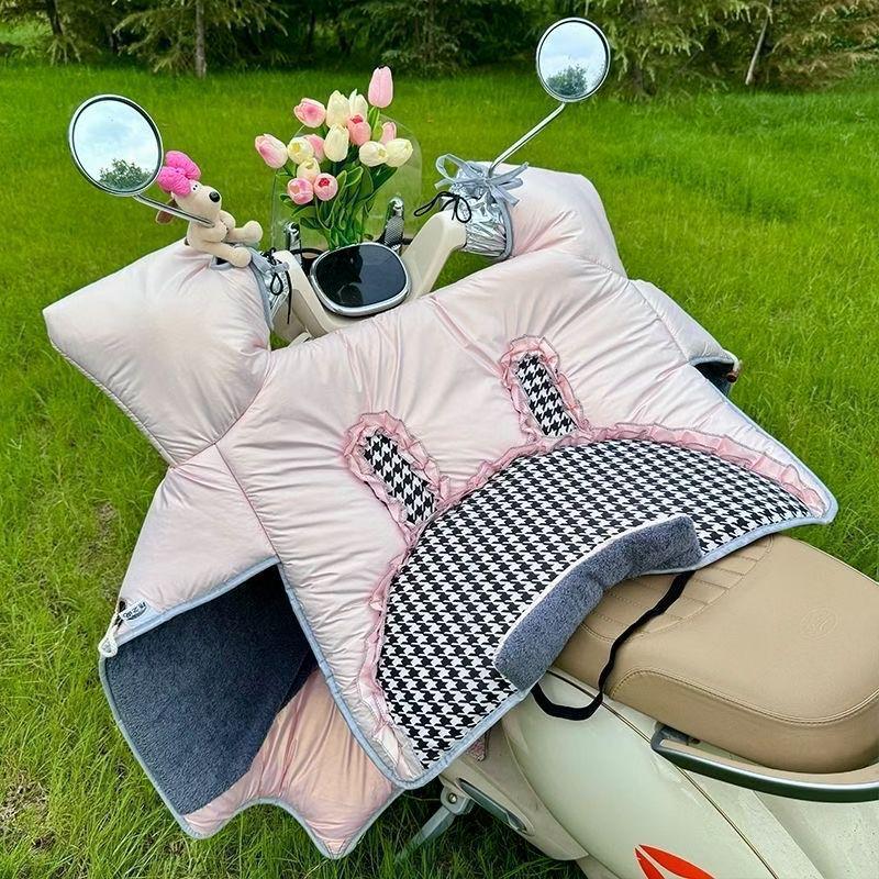 Thickened Windproof Electric Motorcycle Windshield Cover - Waterproof, Fleece-Lined for All Seasons