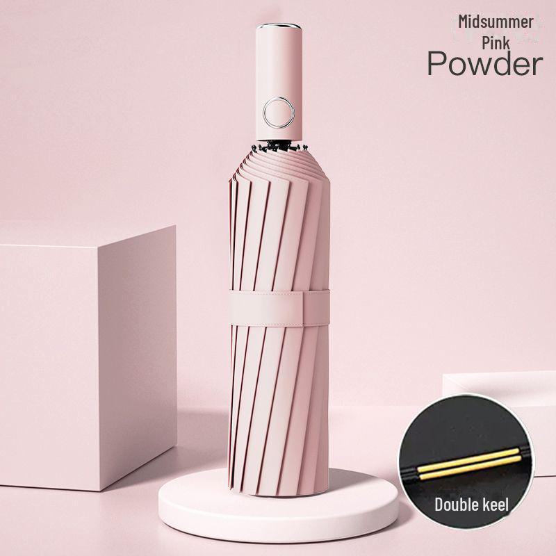 32-Rib Automatic Folding Umbrella with UV Protection & Logo Printing