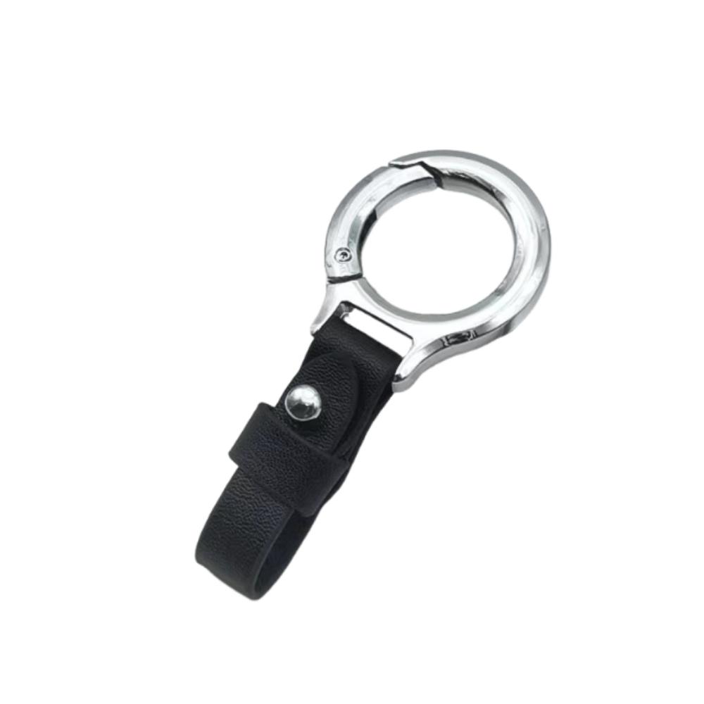 

Simple Leather Key Ring Portable Car Key Holder Durable Waist Hanging Keychain for Men Women чёрный/серебряный