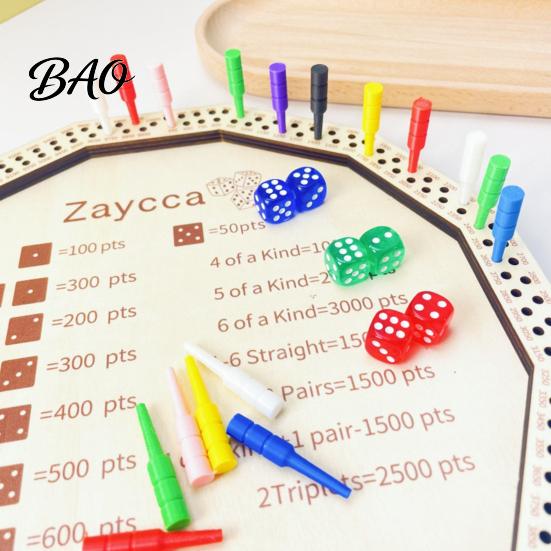 Dice Board Game Wooden Farkle Tray, with 6 Dice, 8 Colorful Pegs, Multi-player Interactive Tray Game, Classic Tabletop for Travel Family Night