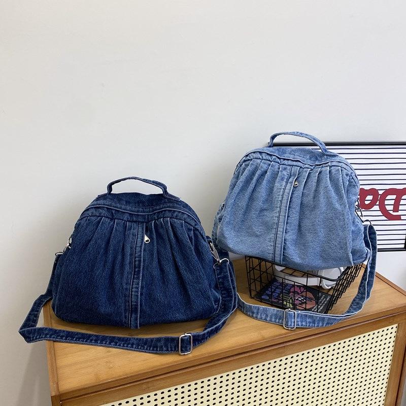 2025 Fashion Washed Denim Versatile Backpack: Crossbody and Casual Schoolbag for College Students