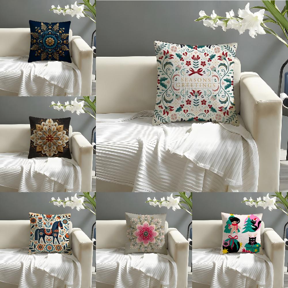 Colorful Snow Hexagonal Maple Leaf Print Pillow Case Home Living Room Decoration Linen Pillowcover Pillow Cases Cushion Cover