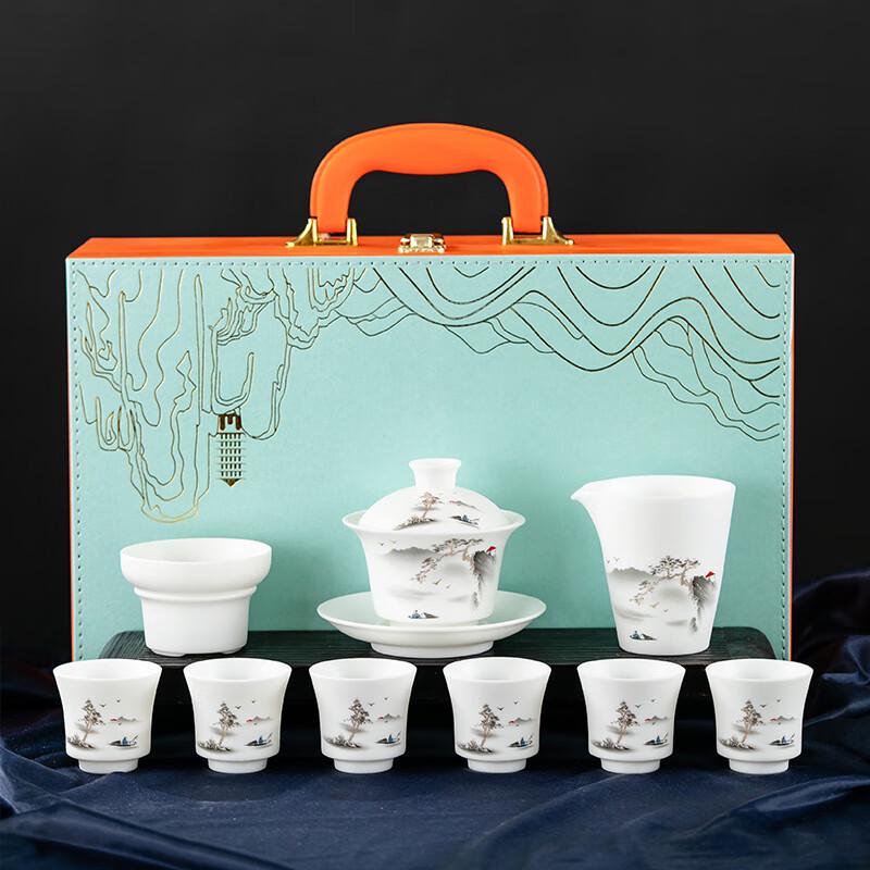 Jun XVII DX Mutton Fat Jade Porcelain Tea Set