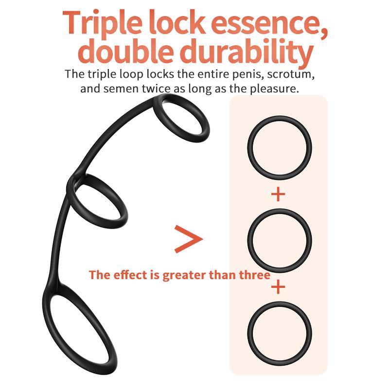 Drei-in-eins-Hahnring, Silikon-Penisring, dreifacher Penis-Verschlussring, Penisverzögerung, Ejakulation, Sexspielzeug für Männer, Ring zur Erektionsverbesserung