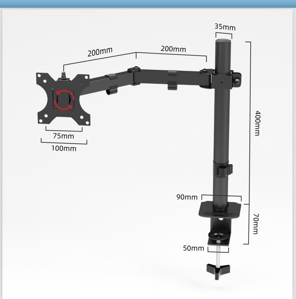 

Поворотный кронштейн-подставка для монитора без перфорации для экранов 15–32 дюйма single monitor stand