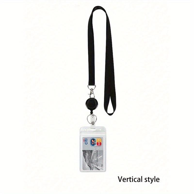 

1pc Clear Retractable Vertical Waterproof ID Card Holder, Name Badge Lanyard, Suitable for ID/Bank Cards/Bus Cards Back To School