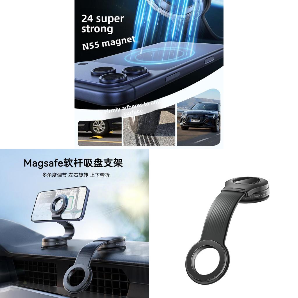 Car Mount With Suction Cup And Magnetic Fixation For Smartphone Navigation